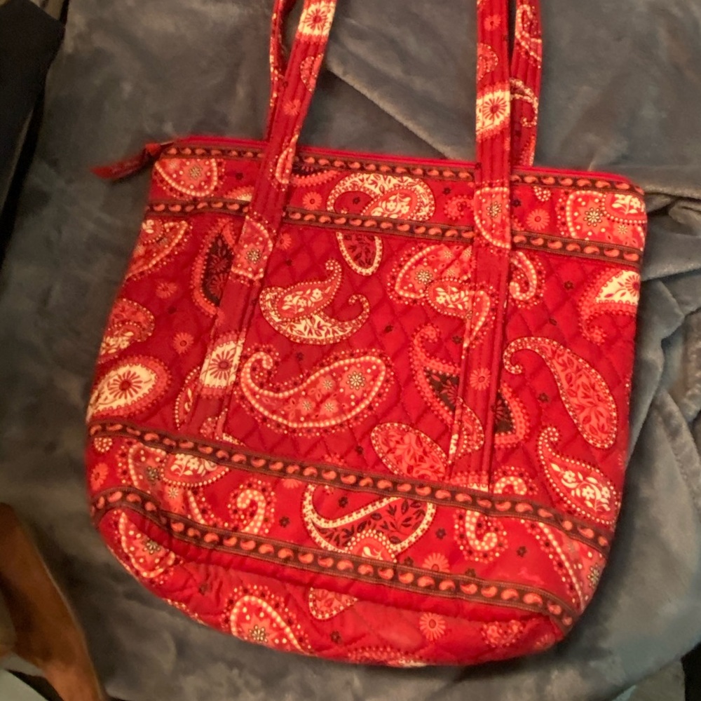 Vera Bradley Red Paisley Quilted Tote Bag